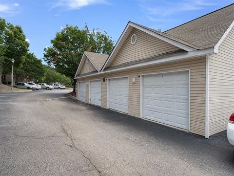 Four private garages with extra storage at Chace Lake Villas apartments in Birmingham, AL